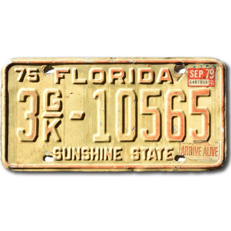 Americká SPZ Florida 1975 Arrive Alive 3GK-10565
