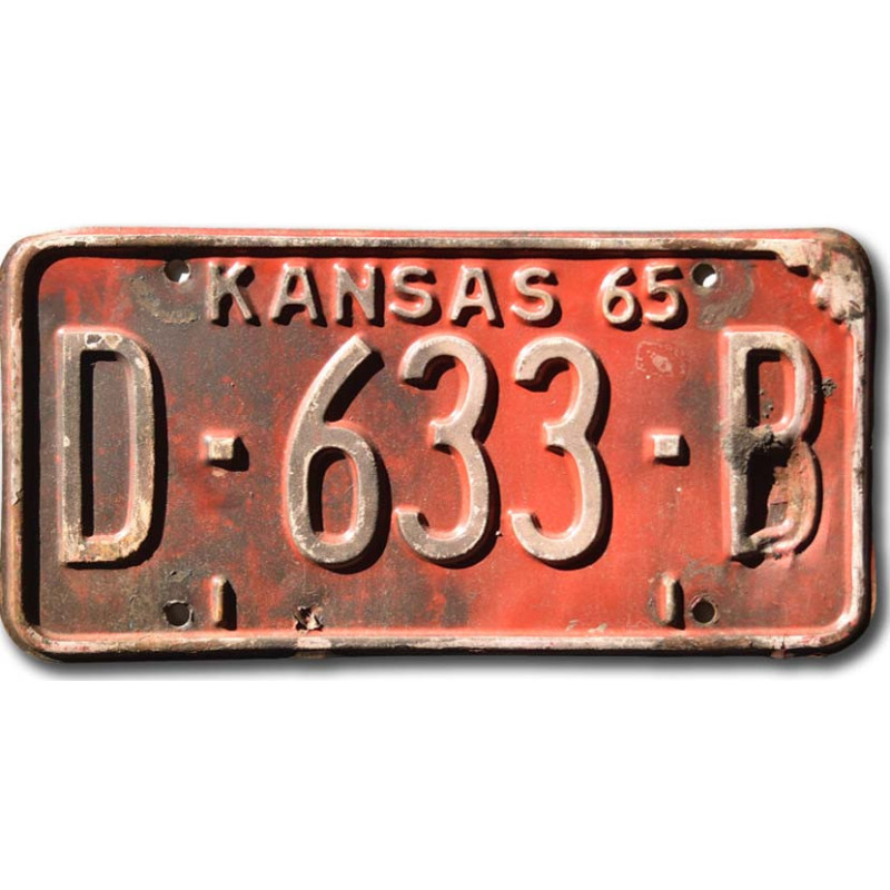 Americká SPZ Kansas 1965 Red D-633-B