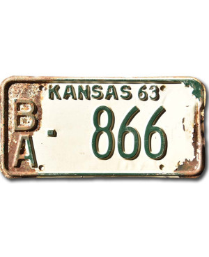 Americká SPZ Kansas 1963 White BA-866