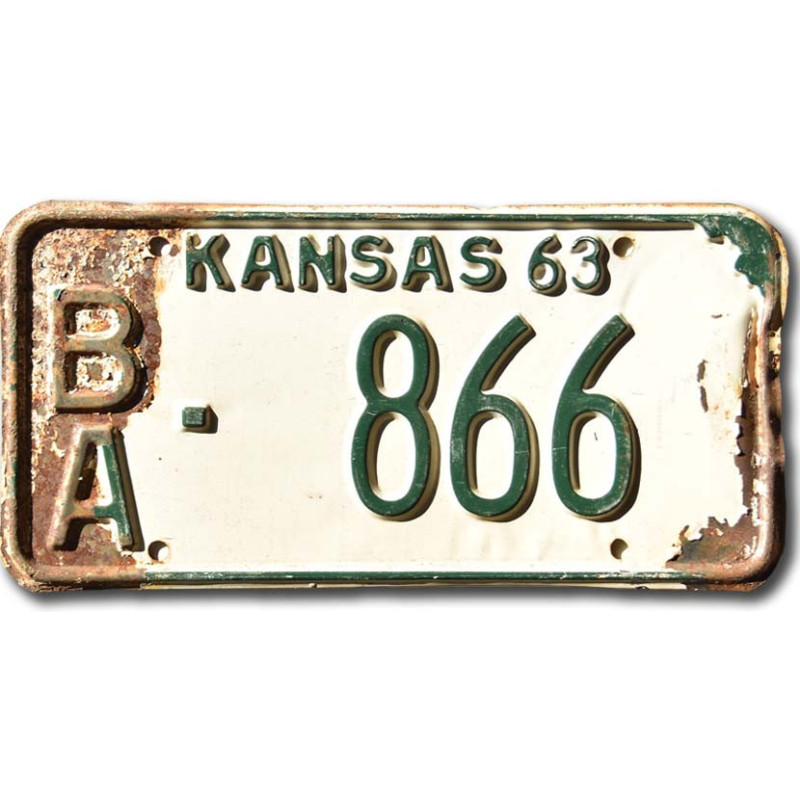 Americká SPZ Kansas 1963 White BA-866