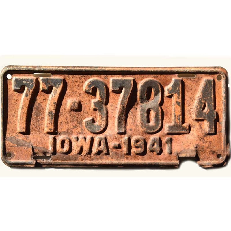 Americká SPZ Iowa 1941 Yellow 77-37814
