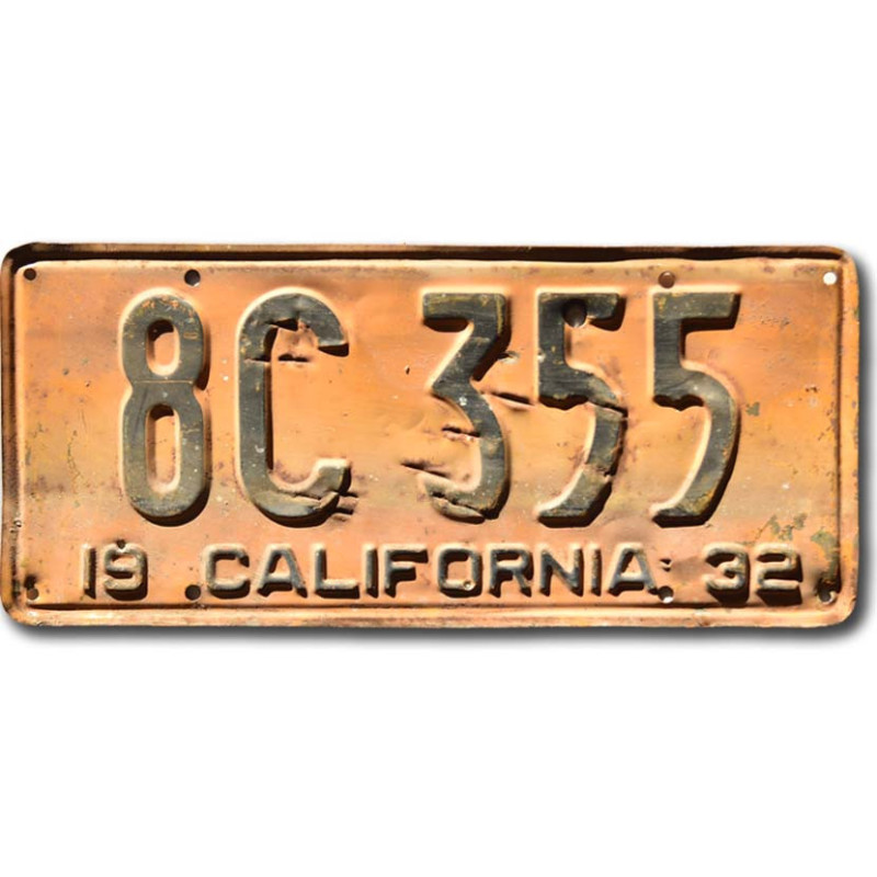 Americká SPZ California 1932 Yellow 8C 355