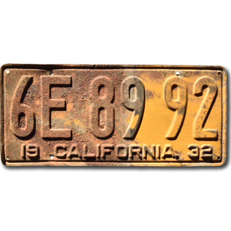 Americká SPZ California 1932 Yellow 6E 8992