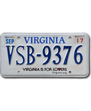 Americká SPZ Virginia for lovers