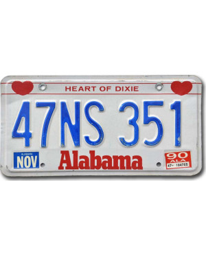 Americká SPZ Alabama Heart