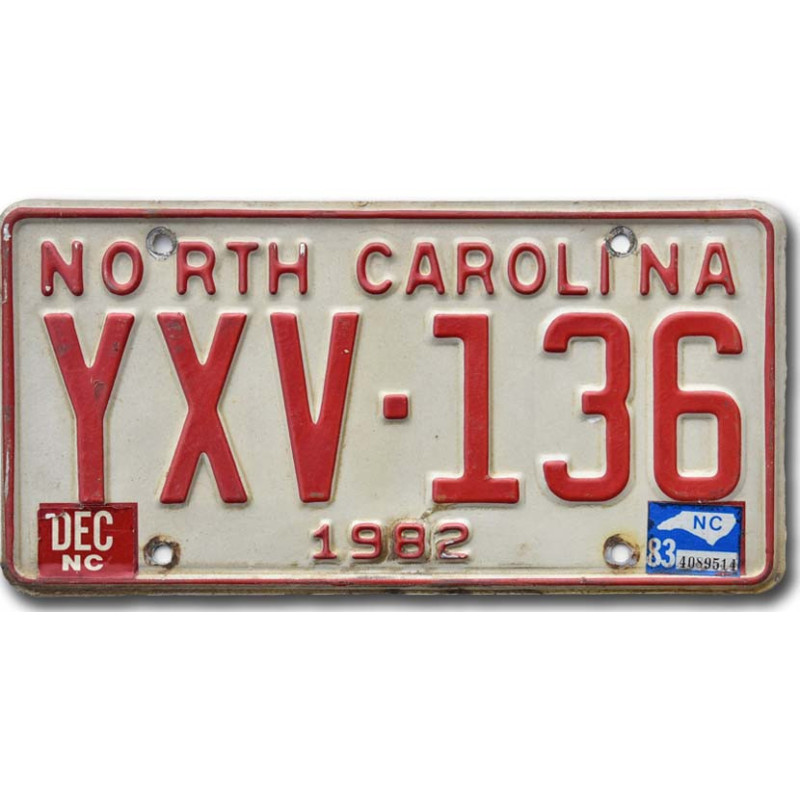 Americká SPZ North Carolina 1982 Red YXV-136