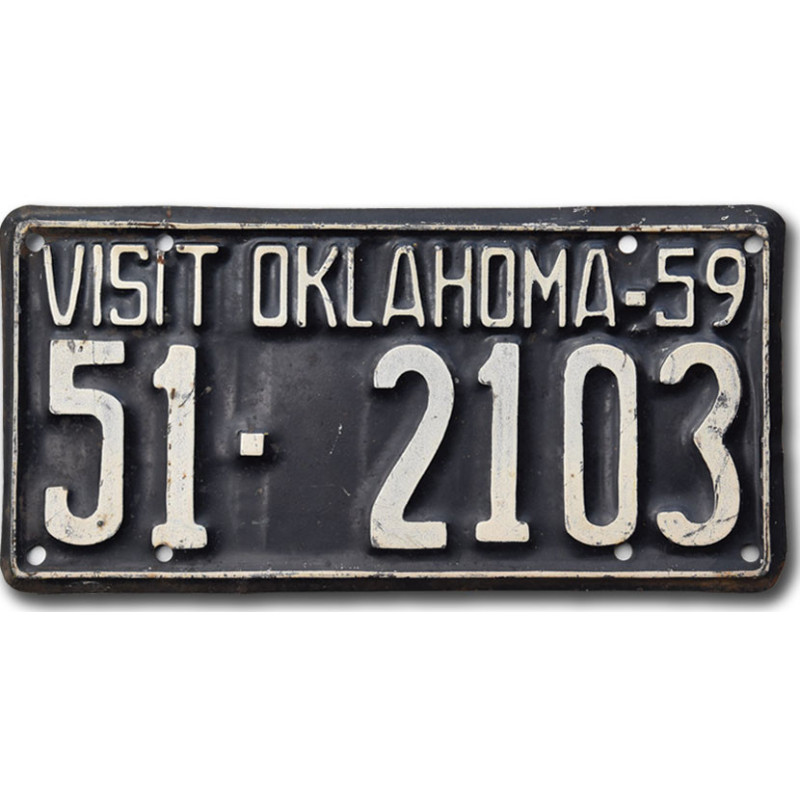 Americká SPZ Oklahoma Visit 1959 Black 51-2103