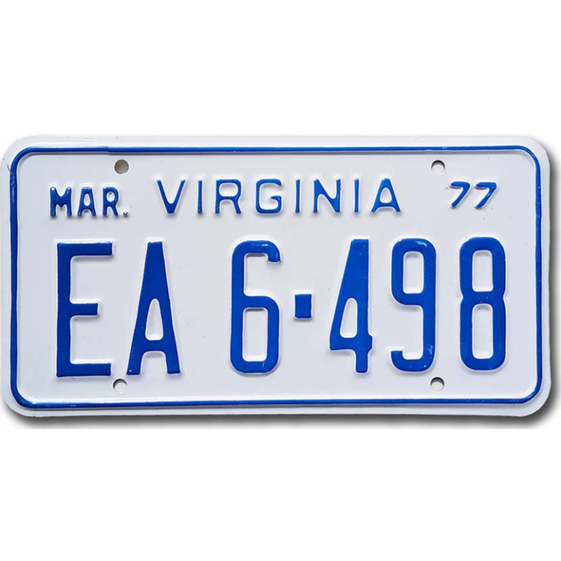 Americká SPZ Virginia 1977 White EA6-498