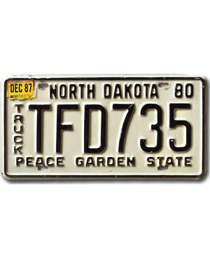 Americká SPZ North Dakota 1980 Peace Garden TFD735
