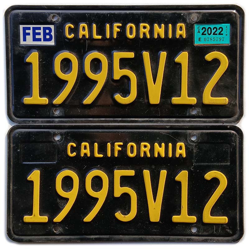 Americká SPZ California Black 1995V12 pár