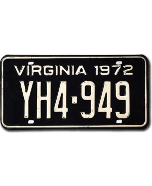 Americká SPZ Virginia 1972 Black YH4-949