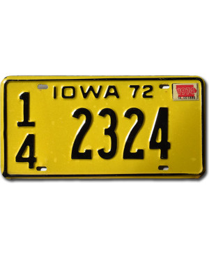 Americká SPZ Iowa 1972 Yellow 14 2324