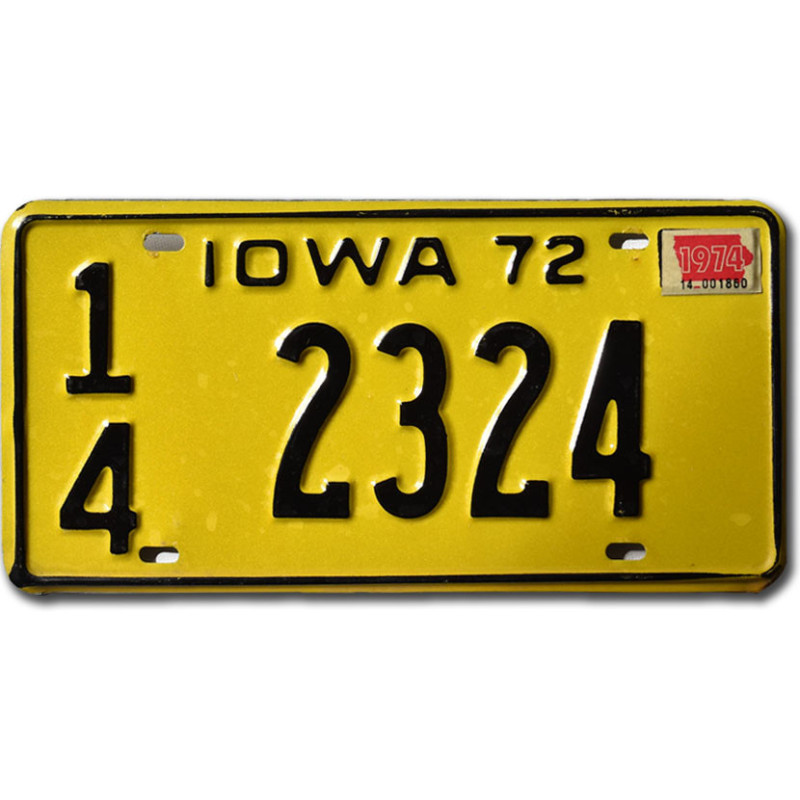 Americká SPZ Iowa 1972 Yellow 14 2324