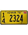 Americká SPZ Iowa 1972 Yellow 14 2324