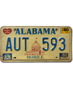Americká SPZ Alabama 1980 Capitol AUT 593