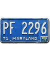 Americká SPZ Maryland 1971 Blue PF 2296