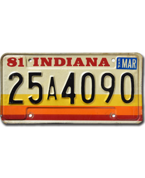Americká SPZ Indiana 1981 Orange Stripes