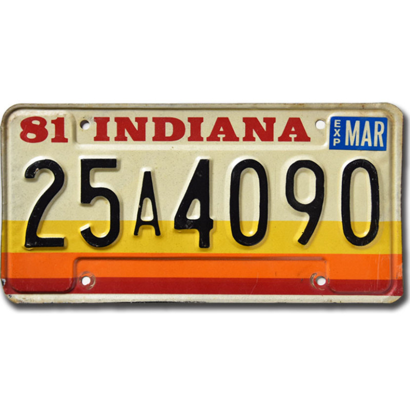 Americká SPZ Indiana 1981 Orange Stripes