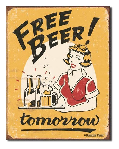 Plechová cedule Moore - Free Beer 40 cm x 32 cm