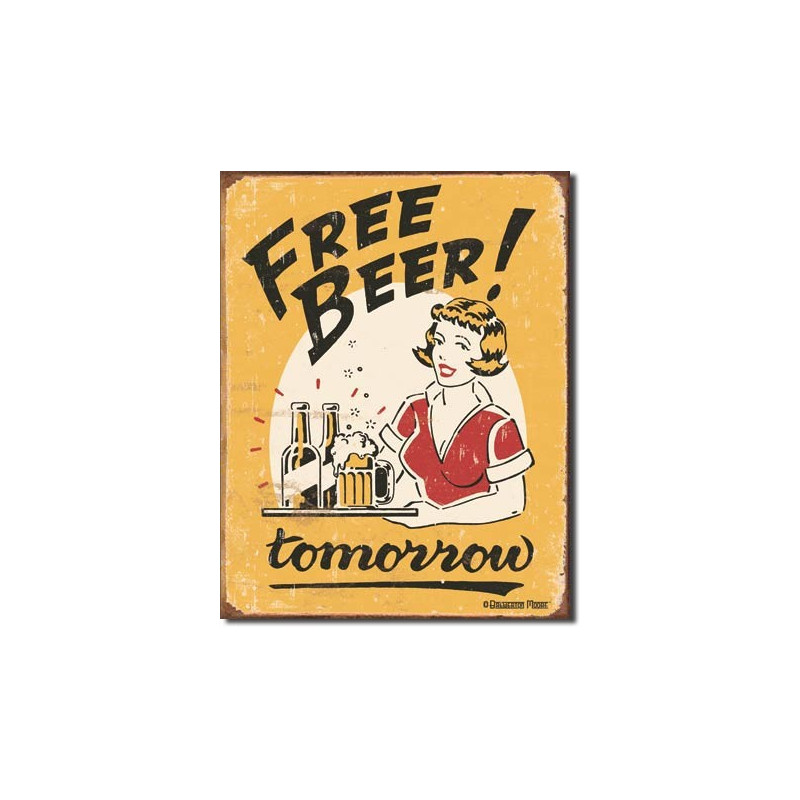 Plechová cedule Moore - Free Beer 40 cm x 32 cm