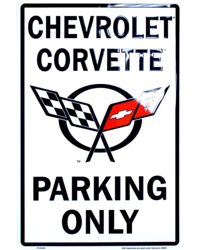 Plechová cedule Chevrolet Corvette Parking 30cm x 45 cm 