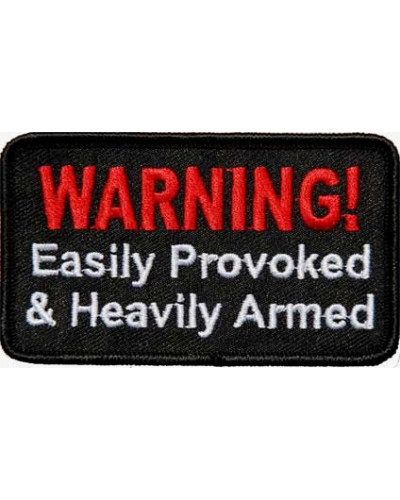 Moto nášivka Warning - provoked 5 cm x 9 cm