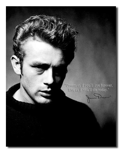 Plechová cedule James Dean- Live forever 40 cm x 32 cm
