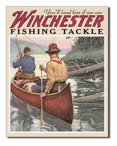 Plechová cedule Winchester Fishing Tackle 32 cm x 40 cm