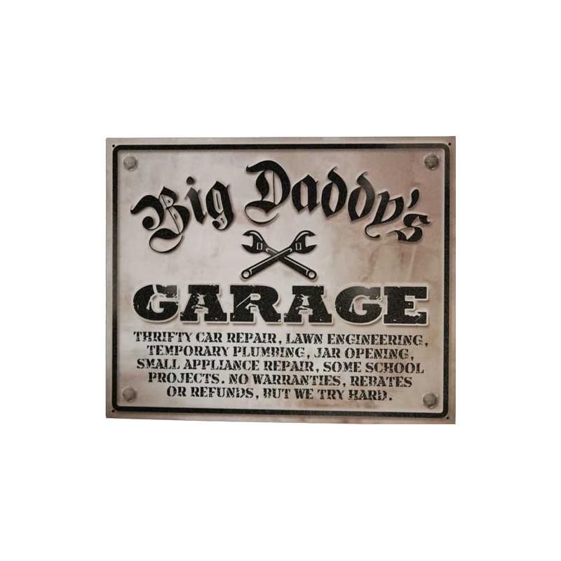 Plechová cedule Big Daddys Garage 30 cm x 38 cm Plechová cedule Big Daddys Garage 30 cm x 38 cm