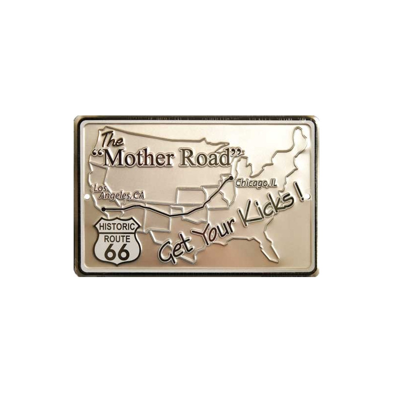Plechová cedule The Mother Road Map 20 cm x 30 cm