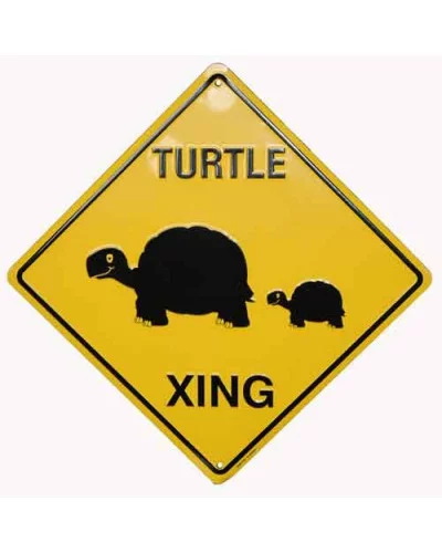 Plechová cedule Turtles crossing 30 cm x 30 cm