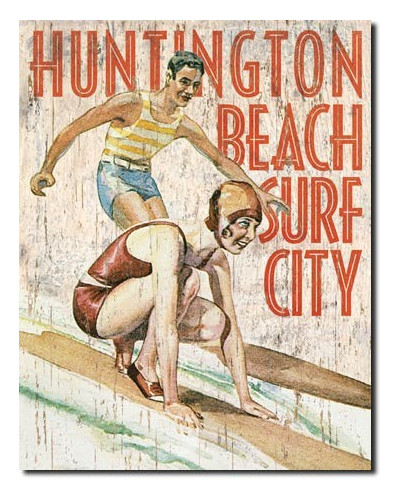 Plechová cedule Huntington Beach Surf Club 40 cm x 32 cm