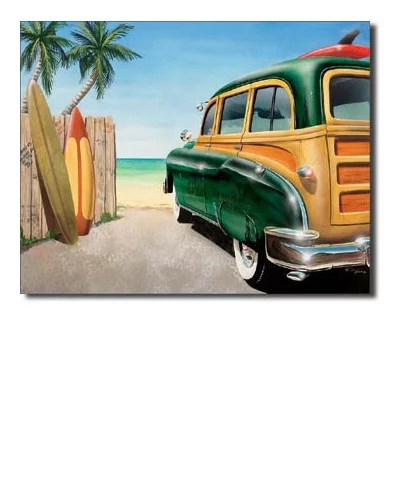 Plechová cedule Retro Auto Beach Woody 40 cm x 32 cm
