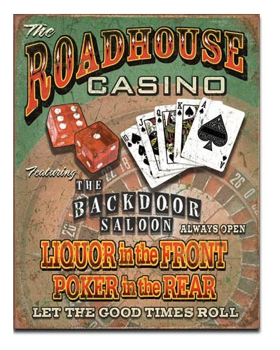 Plechová cedule Roadhouse Bar & Casino 40 cm x 32 cm