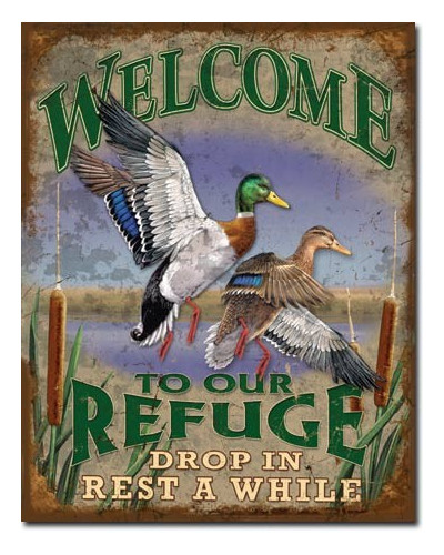 Plechová cedule Welcome to our Refuge 32 cm x 40 cm