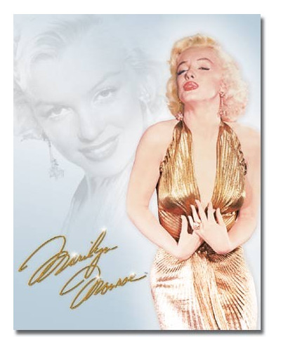 Plechová cedule Monroe - Gold Dress 40 cm x 32 cm