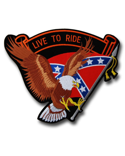 Moto nášivka Live to Ride Rebel Eagle Brown XXL na záda 37 cm x 32 cm