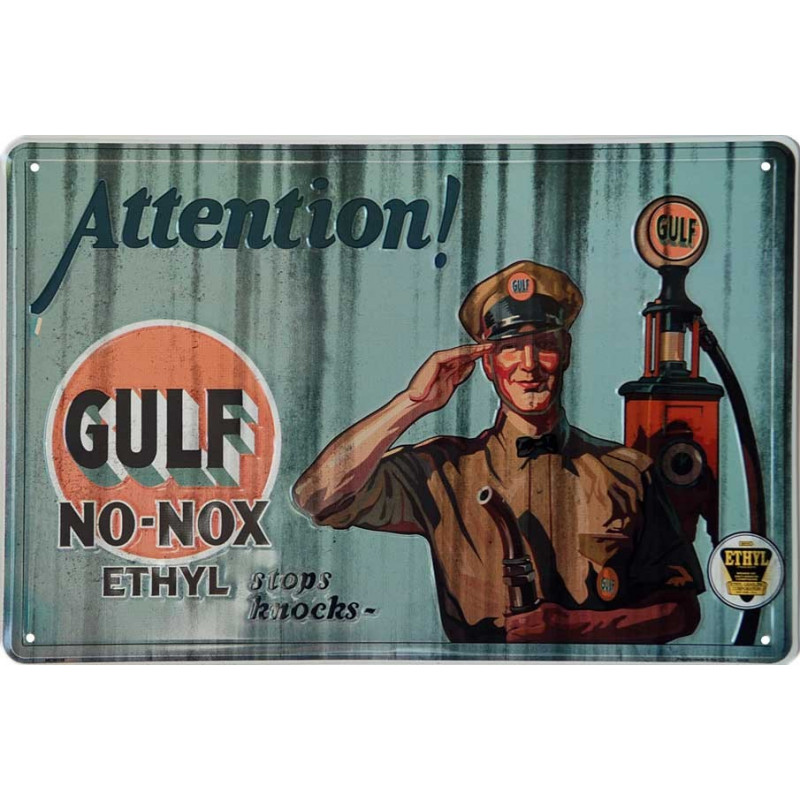 Plechová cedule Gulf Attention 45 cm x 30 cm Plechová cedule Gulf Attention 45 cm x 30 cm