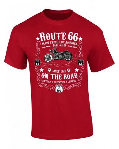 Tričko Route 66 On The Road červeno bílé