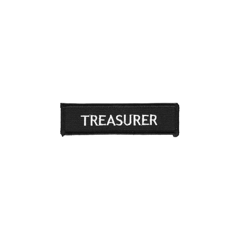 Moto nášivka Treasurer white 10cm x 3cm