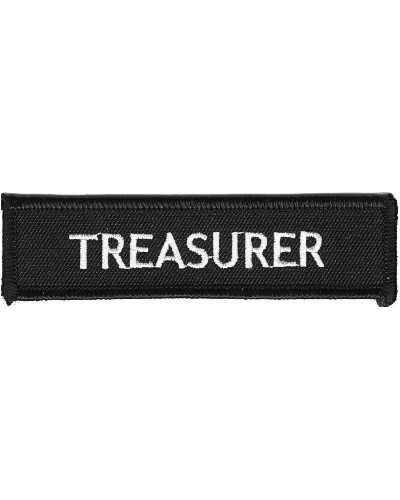 Moto nášivka Treasurer white 10cm x 3cm