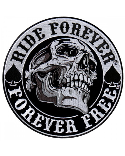 Moto nášivka Ride Forever Spade Skull XXL na záda 25 cm