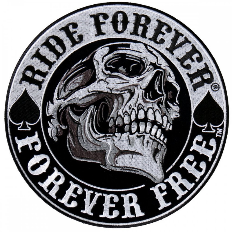 Moto nášivka Ride Forever Spade Skull XXL na záda 25 cm