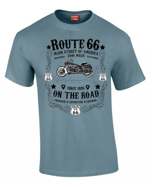 Tričko Route 66 On The Road modro černé