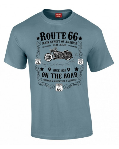 Tričko Route 66 On The Road modro černé