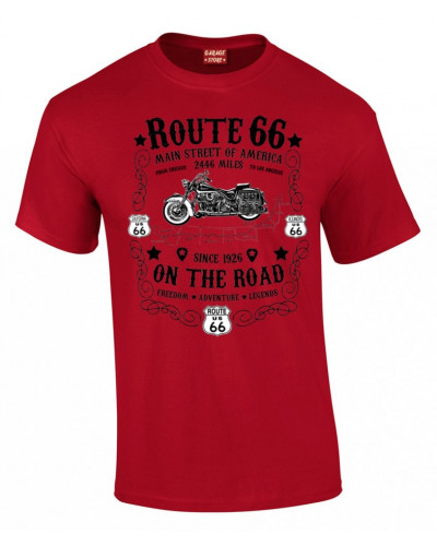 Tričko Route 66 On The Road červeno černé
