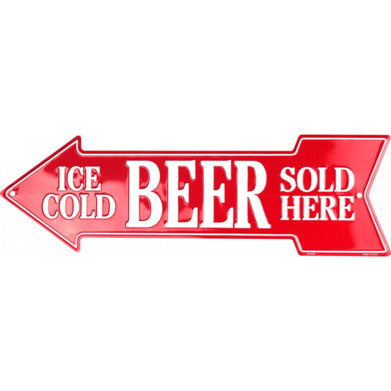 Plechová cedule Beer arrow, 15cm x 50cm