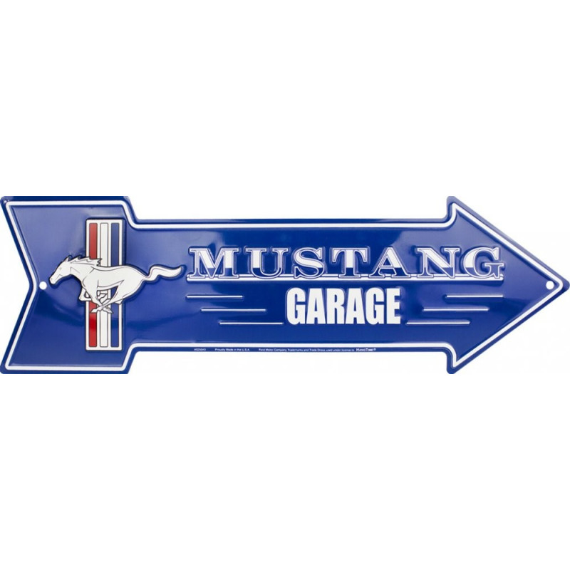 Plechová cedule Mustang garage arrow 15cm x 50cm