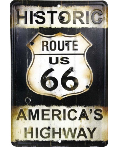 Plechová cedule Route-66 with Bullets 20 cm x 30 cm