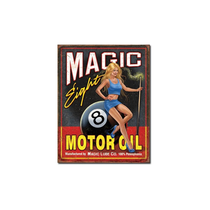 Plechová cedule Magic Eight Motor Oil 32 cm x 40 cm Plechová cedule Magic Eight Motor Oil 32 cm x 40 cm